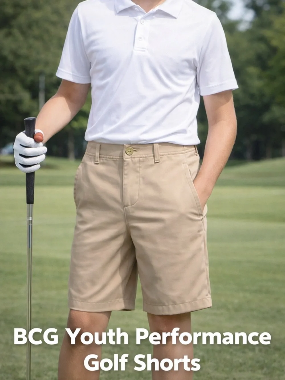 BCG Youth Small Khaki Performance Shorts Dri Fit Golf School Uniform - Picture 2 of 6